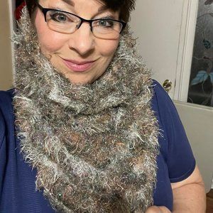 Eyelash Scarf - Gray, White, Camel-Colored with Sparkles